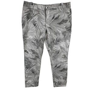 Calvin Klein 16  Leaf Print Garment Washed 98% Cotton Spandex Chinos